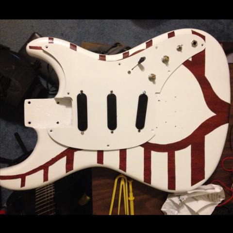 Red Stained With White Paint Stratocaster Body